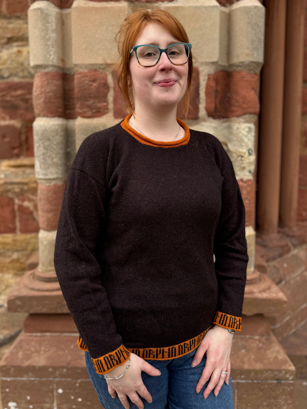 Orkney Tunic with Runes Trims in Harvest — Judith Glue