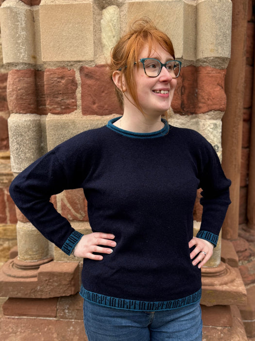 Orkney Tunic with Runes Trims in Dark Sea