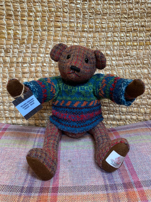 Island Bear Teddy with Bespoke Rackwick Fair Isle Pentland Blue Sweater