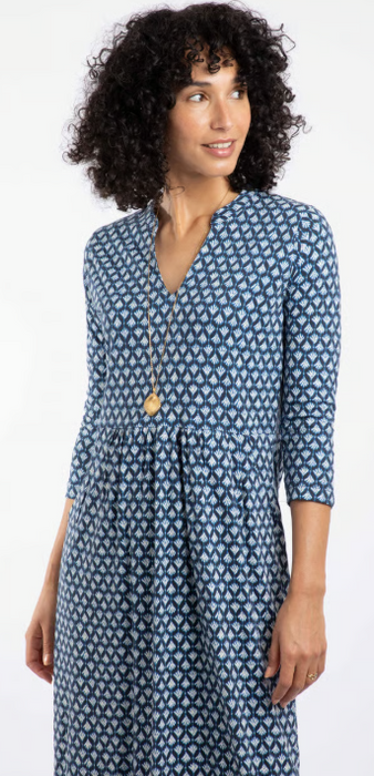 NEW 25% OFF Weird Fish Isolde Printed Jersey Midi Dress Indigo