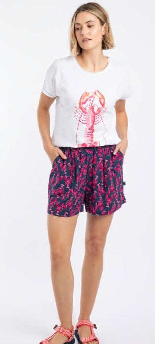 NEW Weird Fish Seera Viscose Printed Shorts - Mid Navy