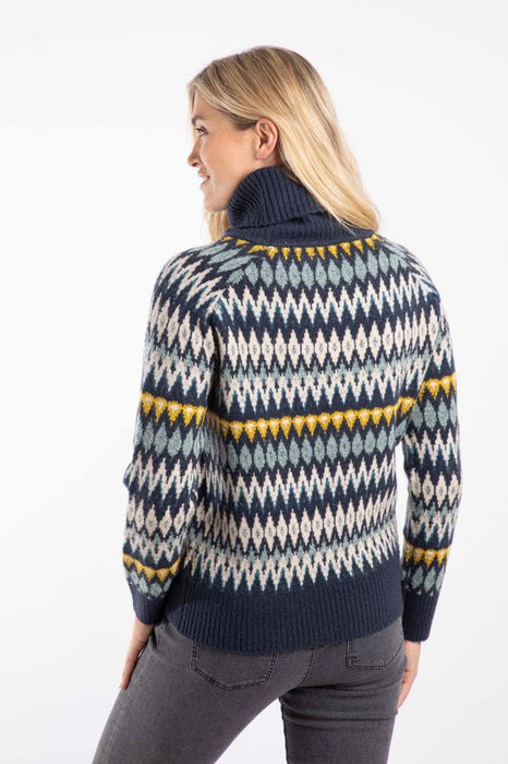 NEW 25% OFF Weird Fish Annecy Eco Fair Isle Roll Neck Jumper - Midnight