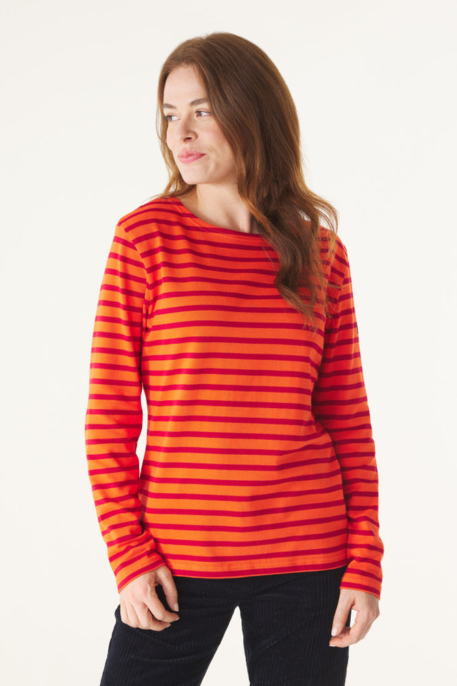 NEW Mousqueton Marinella Long-sleeved sailor shirt in Feu-Carmin