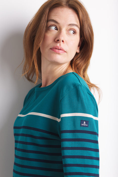 NEW Mousqueton Marinella Long-sleeved sailor shirt in Emerald and Marine