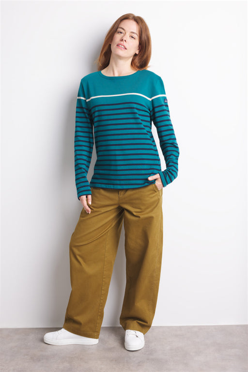 NEW Mousqueton Marinella Long-sleeved sailor shirt in Emerald and Marine