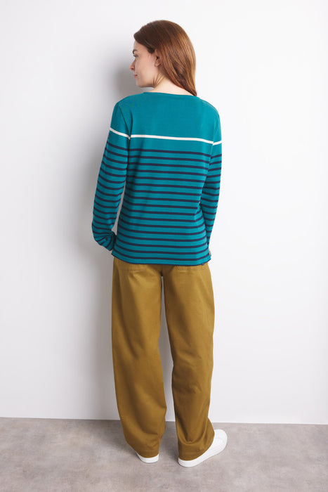 NEW Mousqueton Marinella Long-sleeved sailor shirt in Emerald and Marine