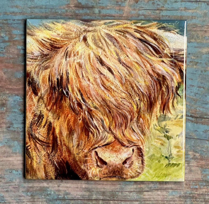 Jane Glue Hamish the Highland Coo Tiles