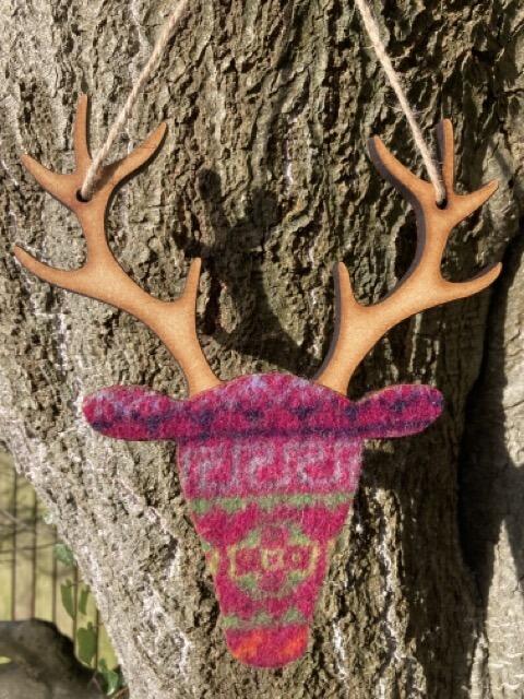 Southbeach Designs x Judith Glue Rackwick Fair Isle Aurora Hanging Stag