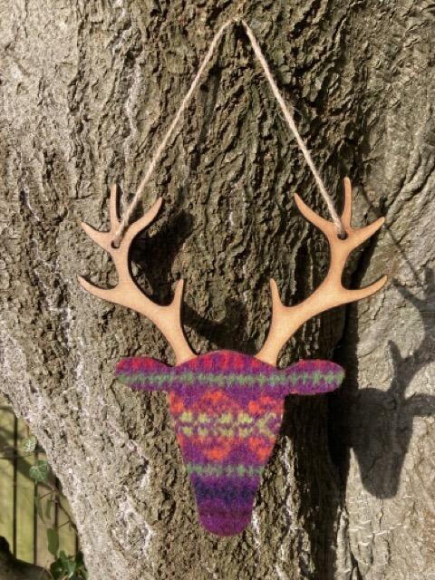 Southbeach Designs x Judith Glue Rackwick Fair Isle Wild Lupin Hanging Stag