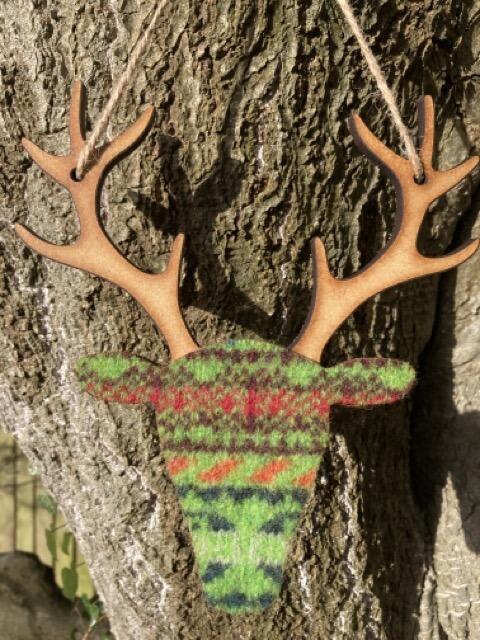 Southbeach Designs x Judith Glue Rackwick Fair Isle Seagrass Hanging Stag