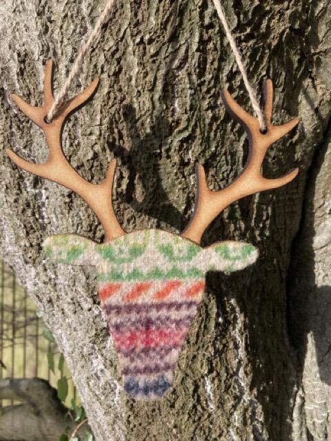 Southbeach Designs x Judith Glue Rackwick Fair Isle Shorelines Hanging Stag