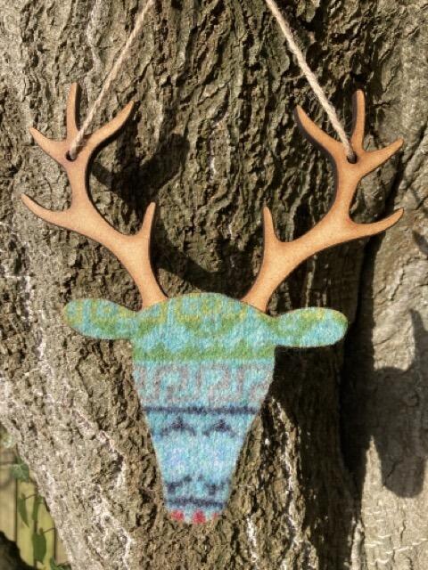 Southbeach Designs x Judith Glue Rackwick Fair Isle Sandy Shores Hanging Stag