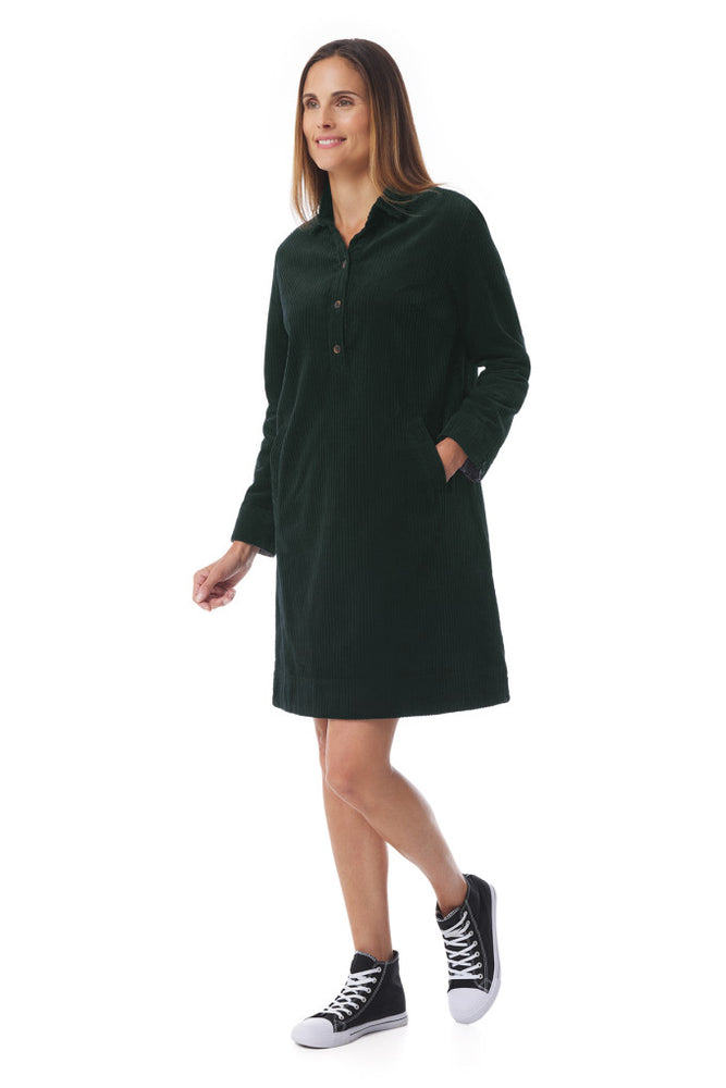 NEW 25% OFF Mousqueton Moustoir Corduroy dress in Cedre (dark green)
