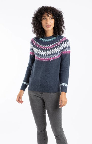 NEW 25% OFF Weird Fish Lowell Fair Isle Jumper Navy