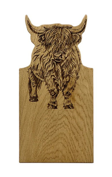 NEW Selbrae House Highland Cow Framed Oak Serving Board