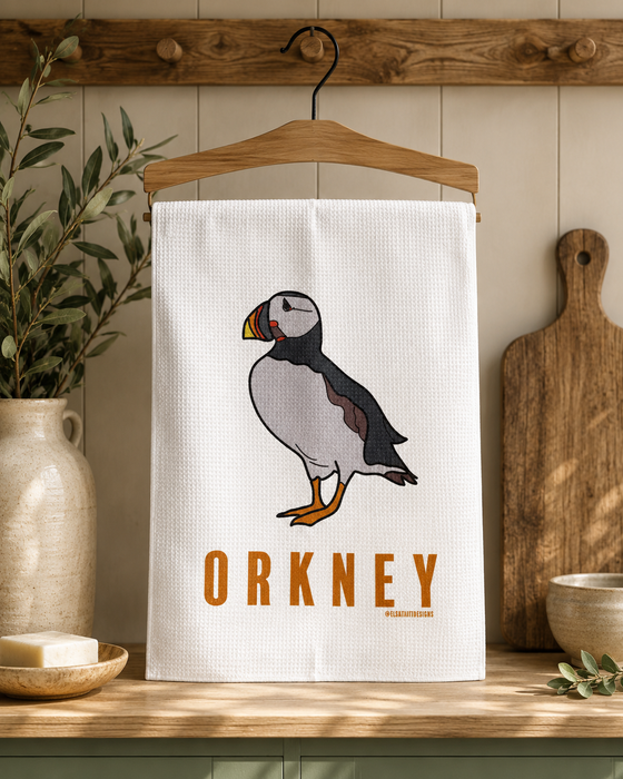 Elsa Tait Designs Orkney Puffin Tea Towel