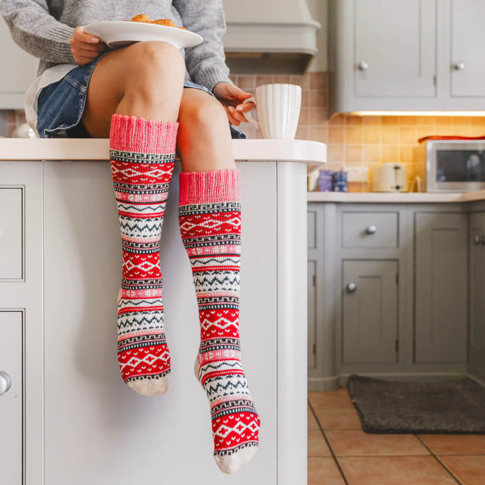 Ida LONG Fair Isle Nordic Woollen  Socks
