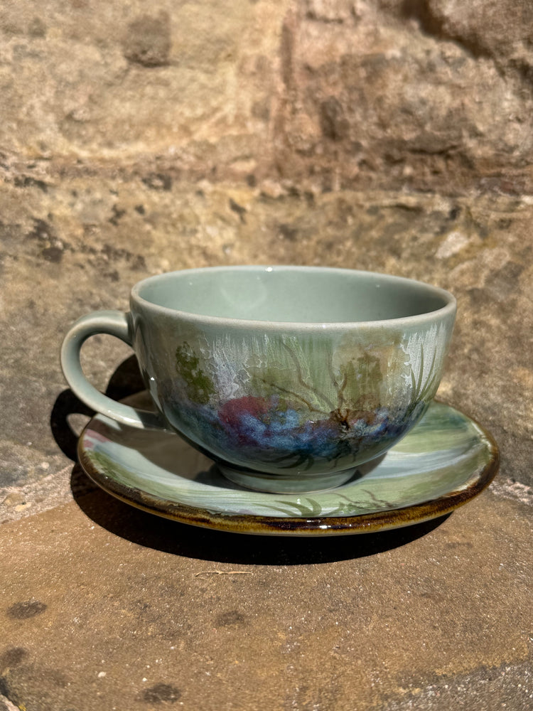 Highland Stoneware Rockpool Cappuccino Cup and Saucer Set