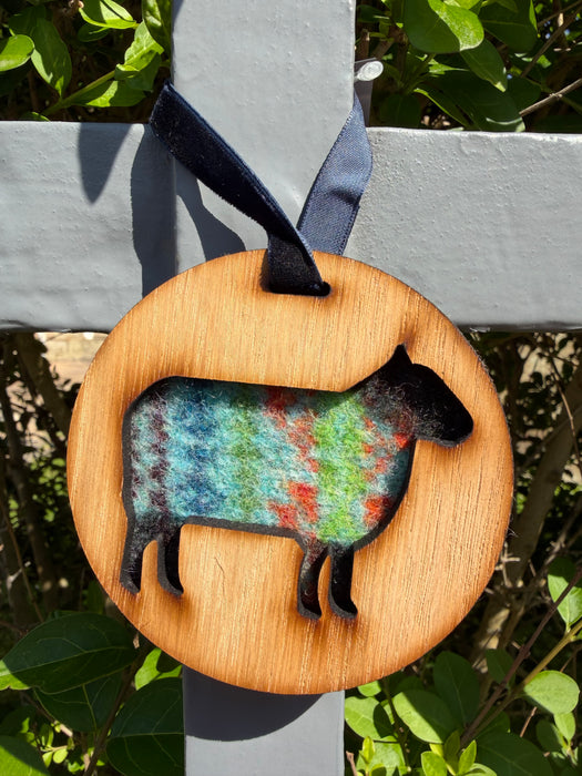 Southbeach Designs x Judith Glue Rackwick Fair Isle Oak Hanging Sheep - Various Colours