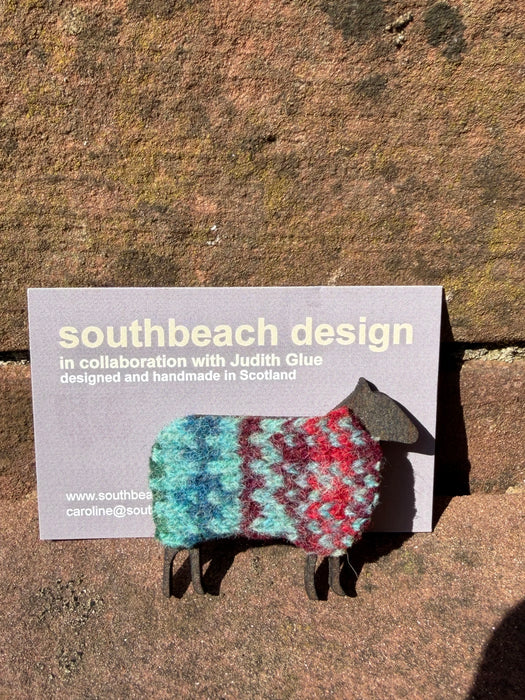 Southbeach Designs x Judith Glue Rackwick Fair Isle Sheep Brooch - Various colours