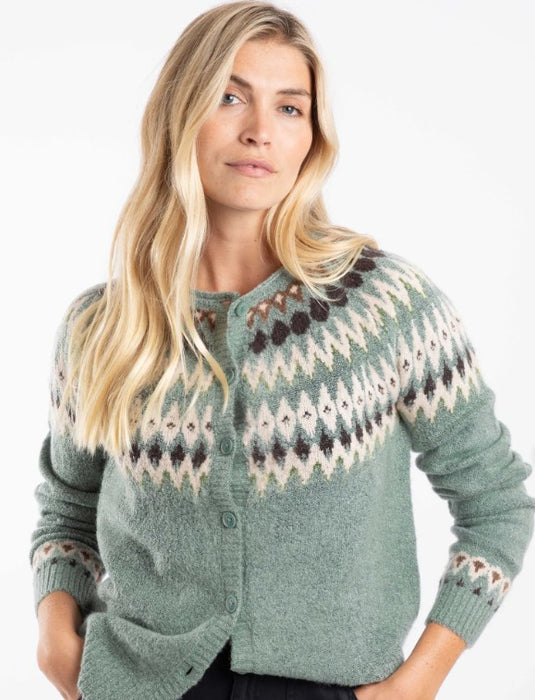 NEW 25% OFF Weird Fish - Hatty Fair Isle Cardigan Sea Mist