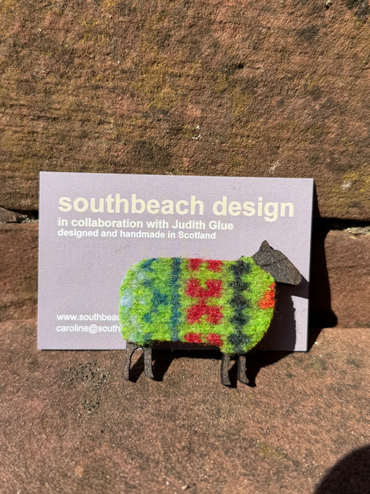 Southbeach Designs x Judith Glue Rackwick Fair Isle Sheep Brooch - Various colours