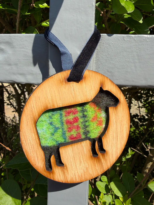 Southbeach Designs x Judith Glue Rackwick Fair Isle Oak Hanging Sheep - Various Colours