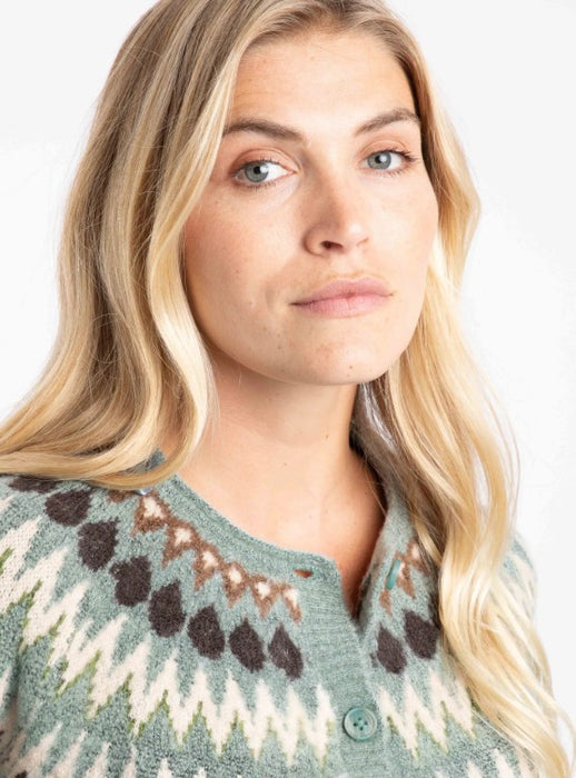 NEW 25% OFF Weird Fish - Hatty Fair Isle Cardigan Sea Mist