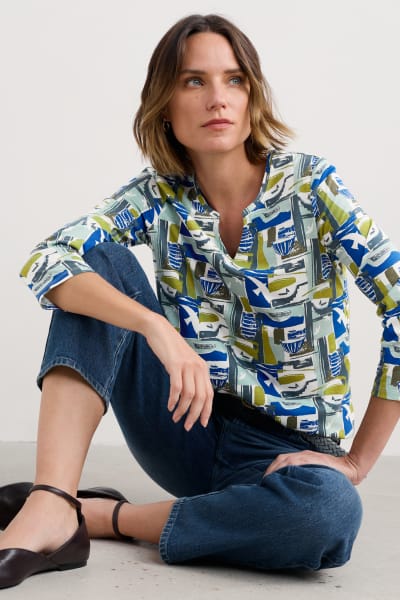 Seasalt 3/4 Kellow Top - Windowscape Sketch Chalk