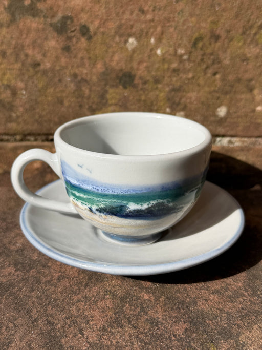 Highland Stoneware Seascape Lungo Cup and Saucer Set