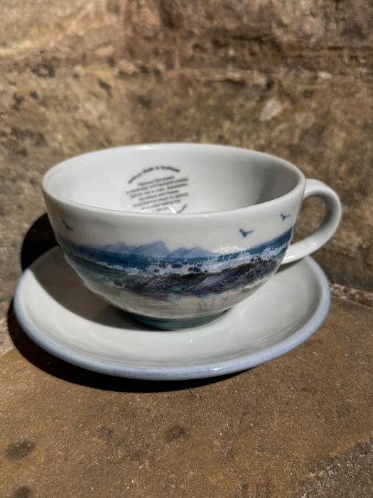 Highland Stoneware Seascape Cappuccino Cup and Saucer Set