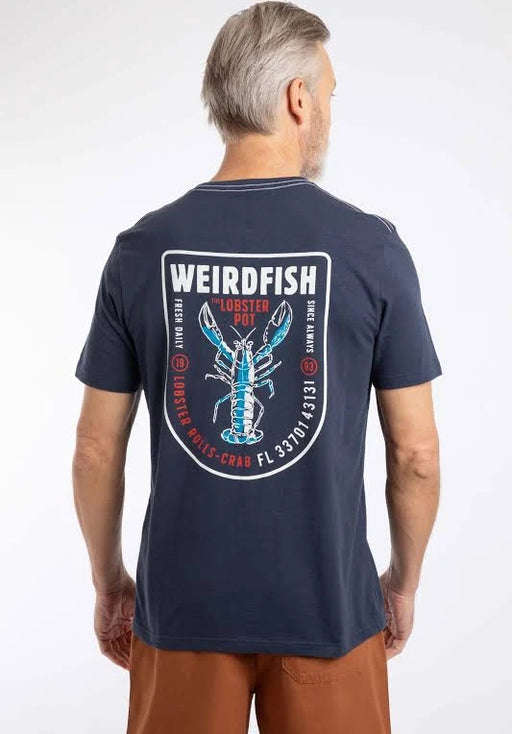 NEW Weird Fish Lobster Pot Back Print Graphic T-Shirt Navy