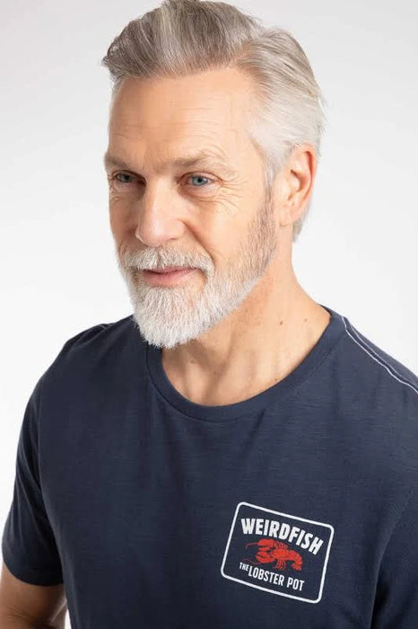 NEW Weird Fish Lobster Pot Back Print Graphic T-Shirt Navy