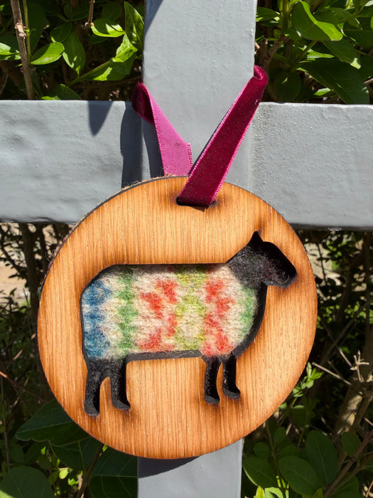Southbeach Designs x Judith Glue Rackwick Fair Isle Oak Hanging Sheep - Various Colours