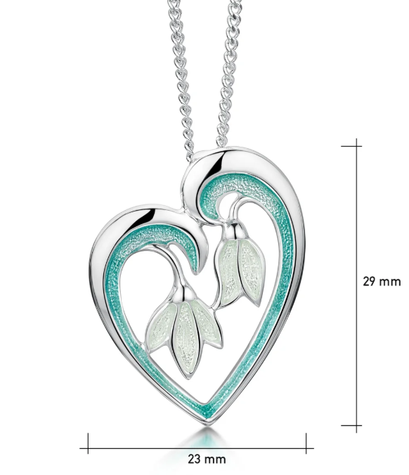 NEW Sheila Fleet Snowdrop Silver Heart In Leaf Enamel (EPX232)