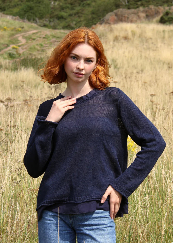 NEW Eribe Stichill Long Sleeve Sweater - Navy
