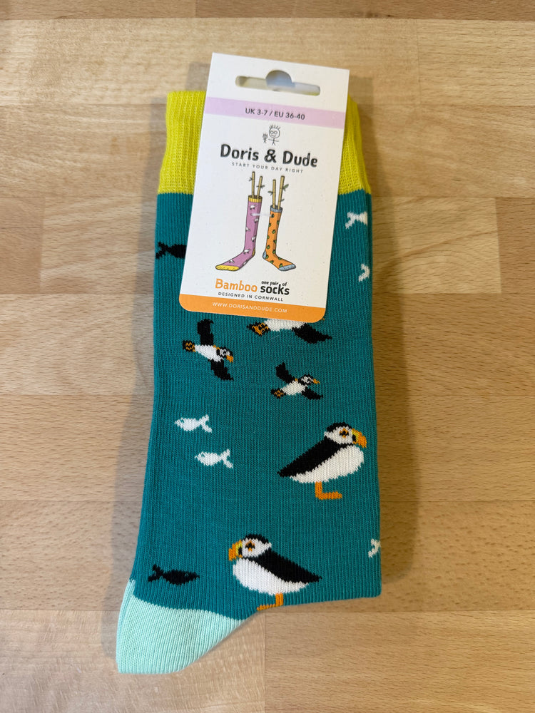 Doris & Dude Teal Puffin Socks