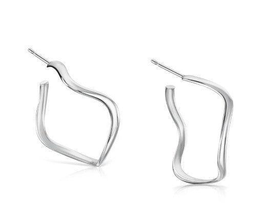 Sheila Fleet Tidal Small Hoop Earrings in Sterling Silver. (HE0160)