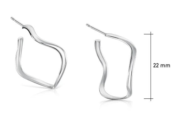 Sheila Fleet Tidal Small Hoop Earrings in Sterling Silver. (HE0160)