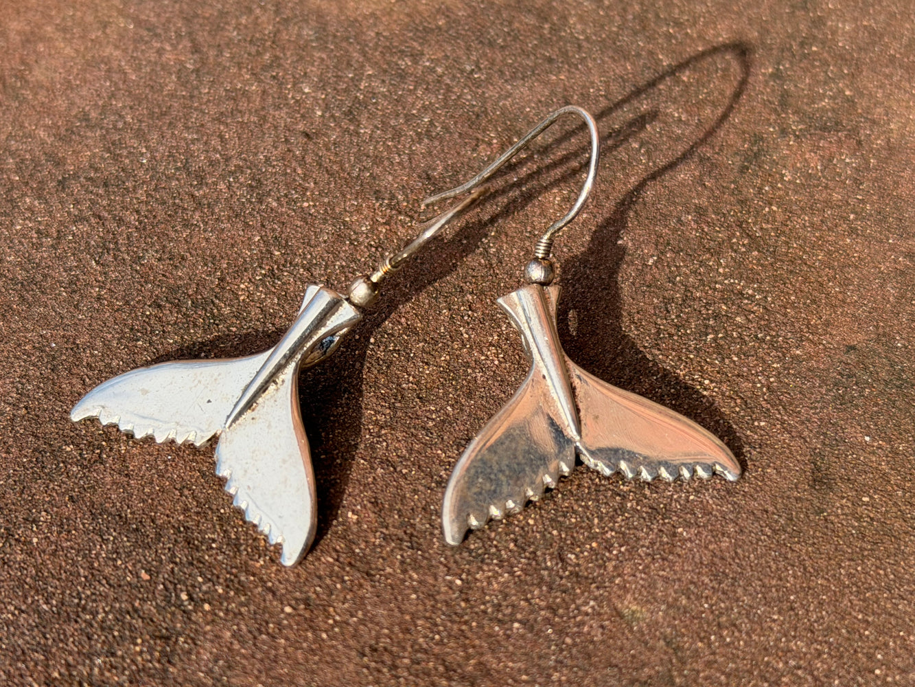 Pre Loved - Fluke Sterling Silver Humpback Drop Earrings