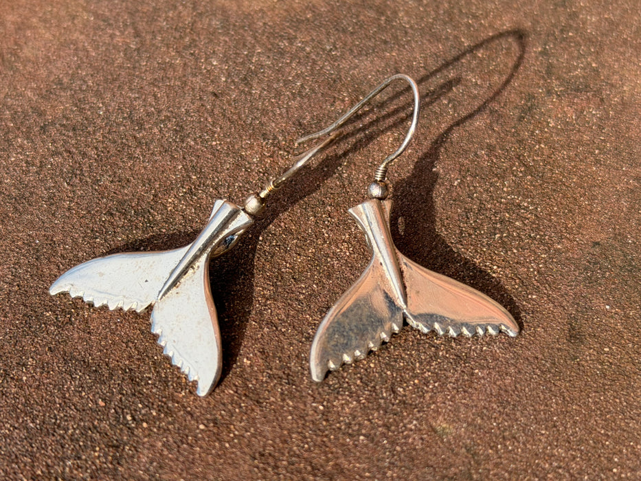 Pre Loved - Fluke Sterling Silver Humpback Drop Earrings