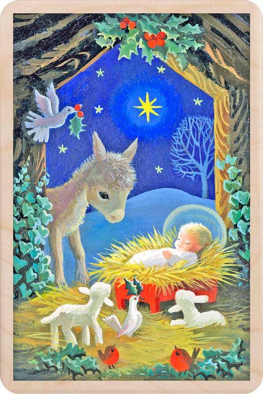 Christmas Nativity Wooden Postcard