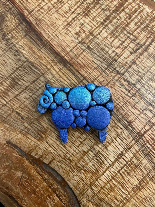 Skaramanda Jewellery Sheep Brooch in Blue