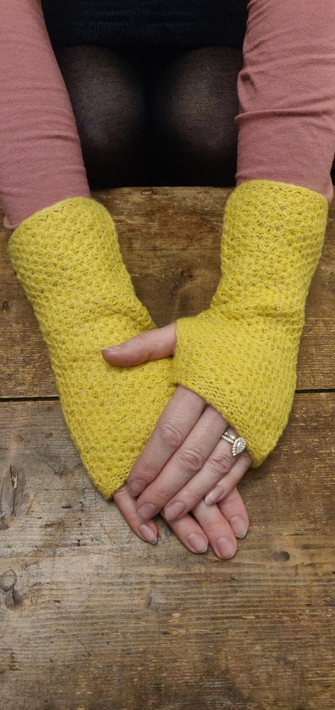 Annie Glue Textured Hand Warmers in Sunshine Yellow