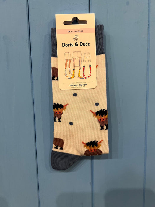 Doris & Dude White Highland Cow Socks