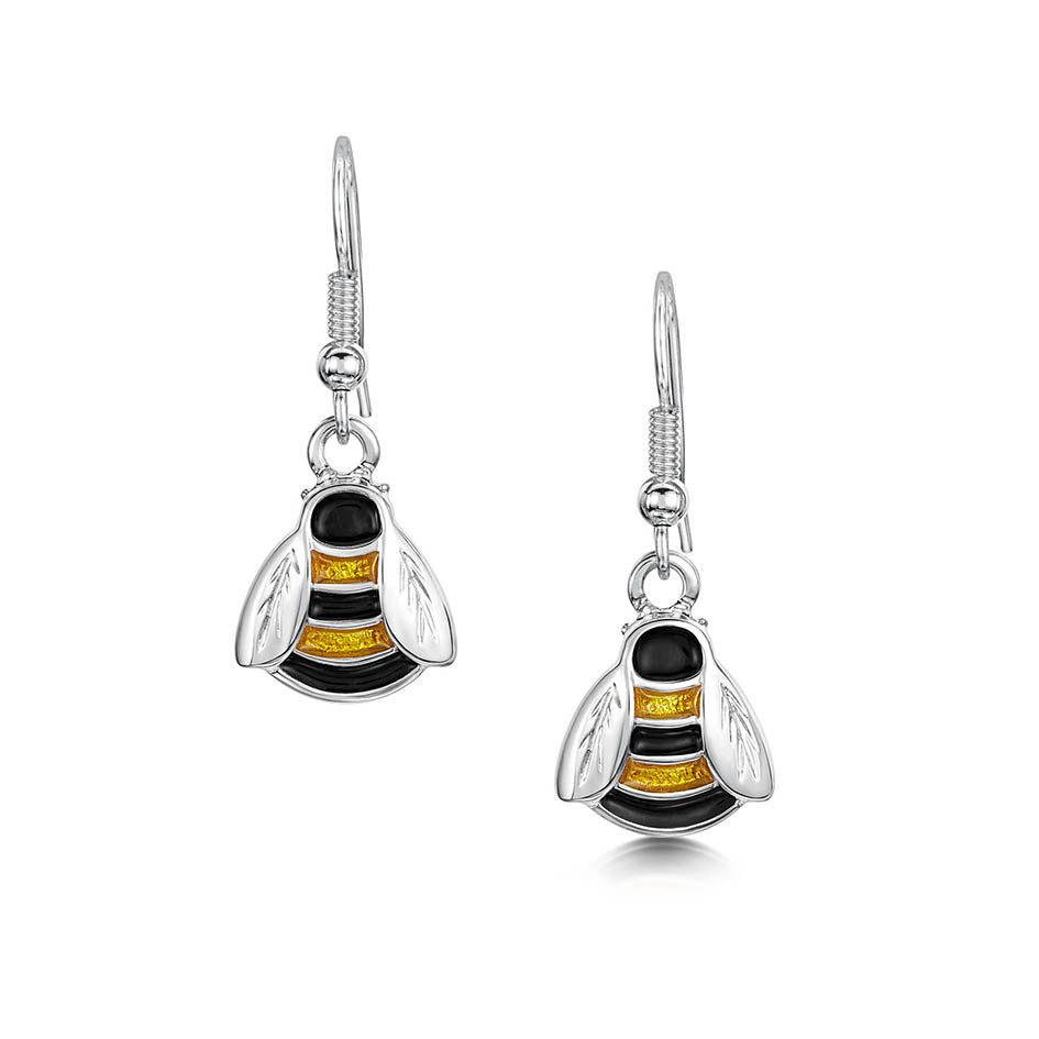Sheila Fleet Bumblebee Silver and Enamel Drop Earrings (EE273)