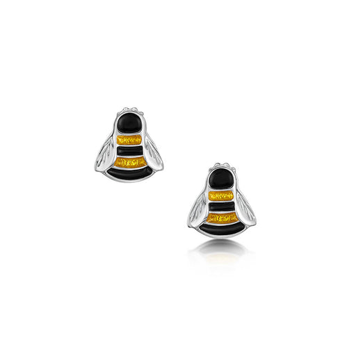 Sheila Fleet Bumblebee Small Stud Earrings in Yellow and Black Enamel (EE0273-YELBK)