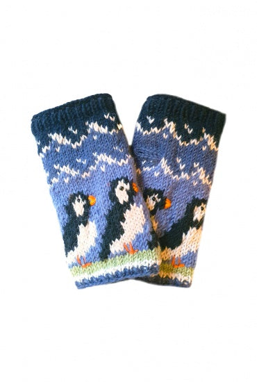 Circus of Puffins Knitted Hand Warmers