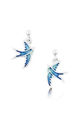 Sheila Fleet Swallows Drop Earrings Summer Blue (EE0197)