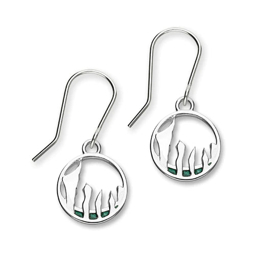 Ortak Solstice Ring of Brodgar Sterling Silver and Enamel Hoop Drop Earrings (EE615)